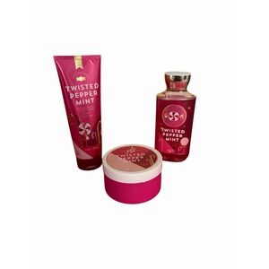 Bath & Body Works Twisted Peppermint 3 Piece Body Care Holiday Set NEW